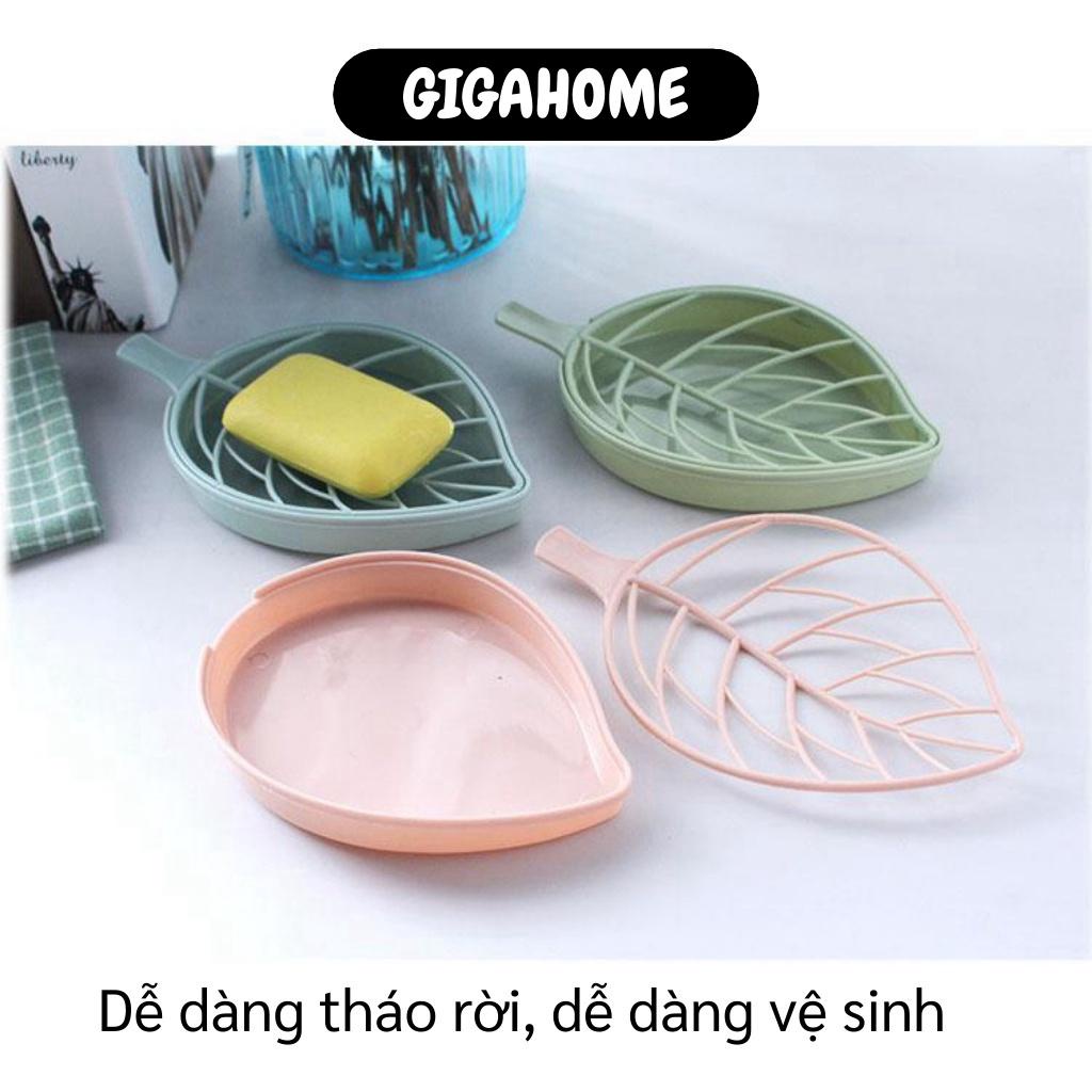 Khay đựng   GIÁ VỐN]   Khay đựng xà phòng hình chiếc lá 2 lớp giúp xà phòng luôn khô ráo, không bị dính nước 4718