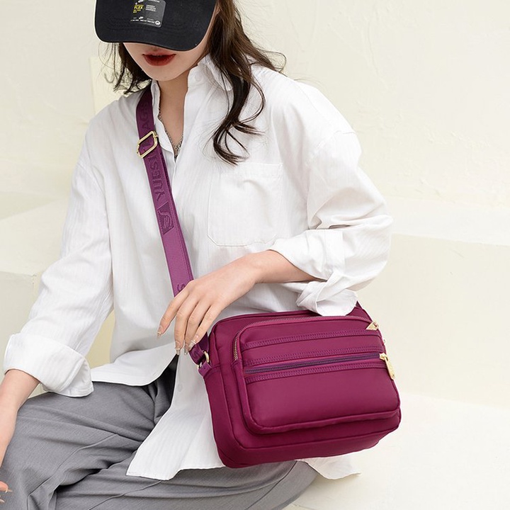 Túi đeo chéo nữ vải dù nhiều ngăn chống nước kiểu dáng Hàn Quốc size 25cm TUI-71