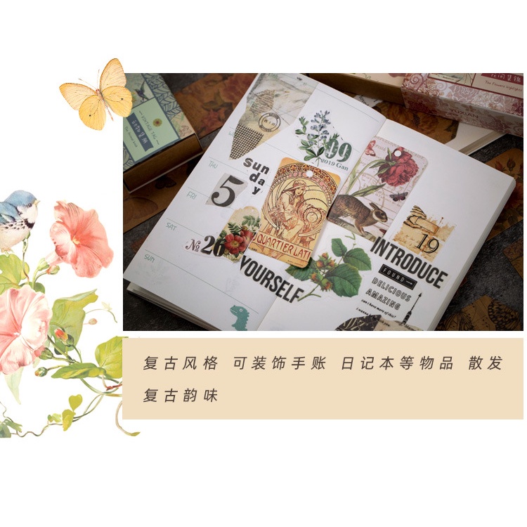 Giấy nền trang trí sổ kiêm dấu trang tag vintage HD154-K66 trang trí DIY, handmade, Bullet Journal