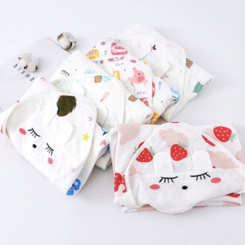 Khăn ủ choàng xô 4 lớp có đai cho bé hàng cao cấp