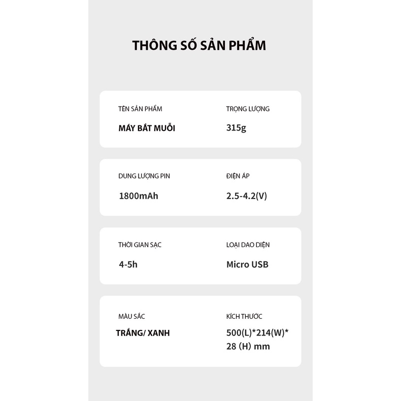 Vợt Muỗi Thông Minh Kiêm Đèn Bắt Muỗi Tự Động Jisulife MS02 - 3 Chức Năng Trong 1 - Điện Áp Cao 2700V - Pin 1800mAh