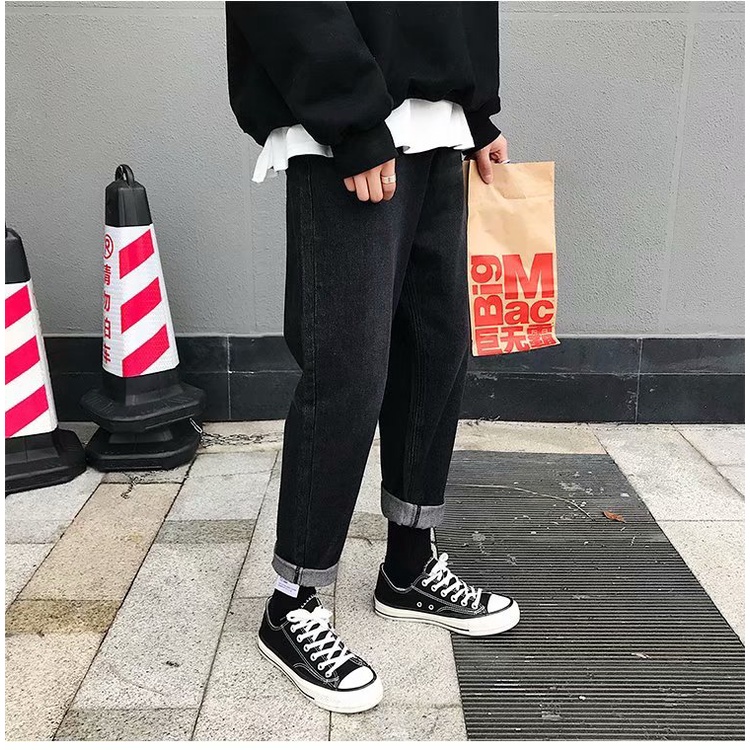 Quần Jean Ống Rộng Phong Cách Retro Nhật Bản Thời Trang Xuân Thu Cho Nam