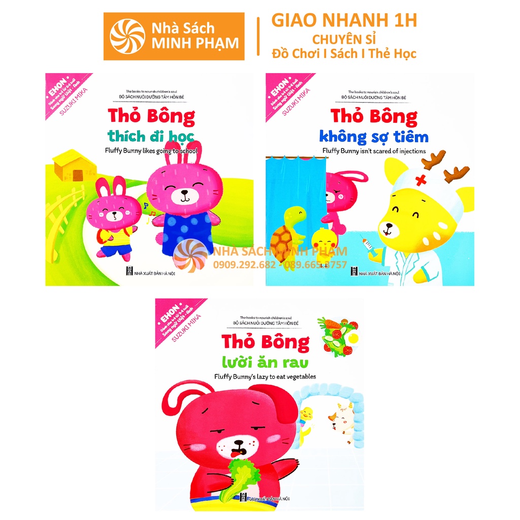 Sách - Ehon Thỏ Bông Bộ Sách Nuôi Dưỡng Tâm Hồn Cho Bé Song Ngữ Anh Việt - bộ 5 cuốn