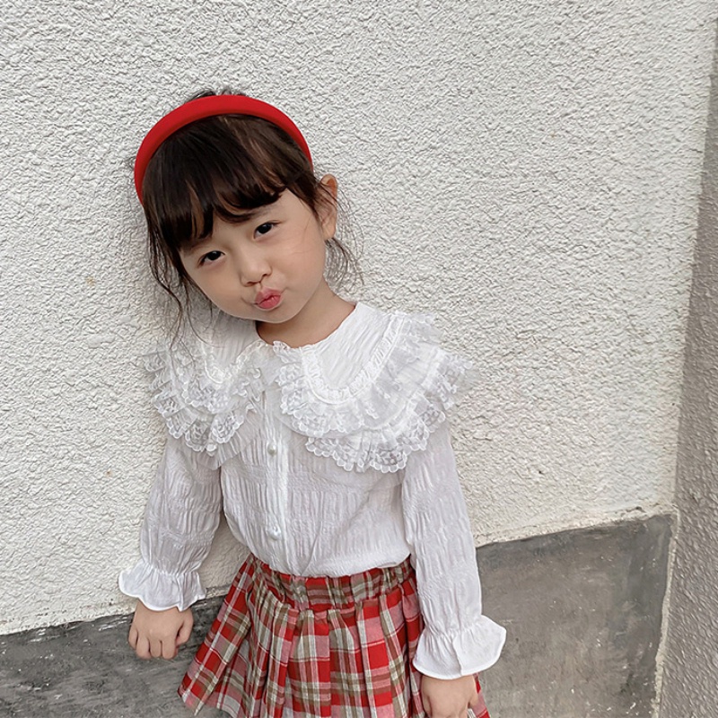 Áo sơ mi tay dài vải cotton mềm mại thoải mái thời trang xuân thu cho bé gái