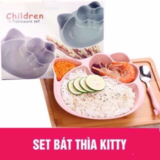Bộ Bát Thìa Ăn Dặm Lúa Mạch Kitty Cho Bé