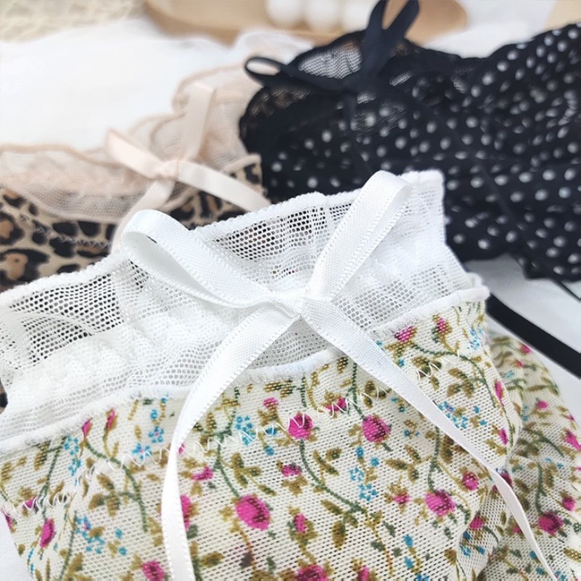 Quần Lót Ren Nữ Cao Cấp Thoáng Mát Viền Lưới Nhún Họa Tiết Sexy QR04 - Her Sleepwear