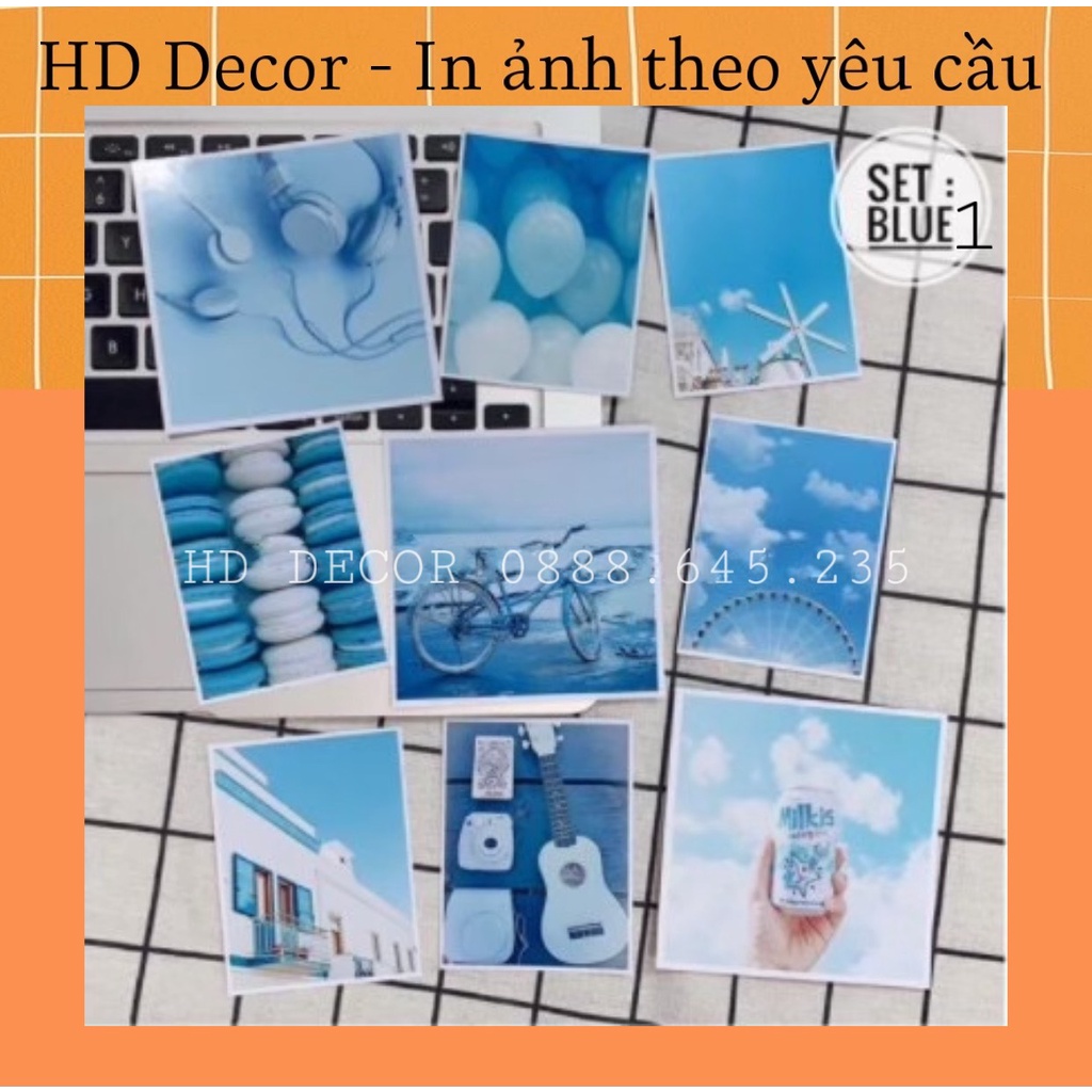 [ FreeShip ] Set thiệp postcard MÀU XANH NƯỚC BIỂN BLUE Có sẵn DECOR trang trí phòng cực xinh lun