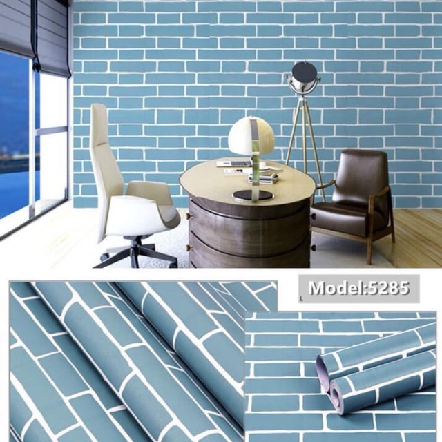 CUỘN 10M GIẤY DÁN TƯỜNG (decal cuộn) MÃ GẠCH XANH