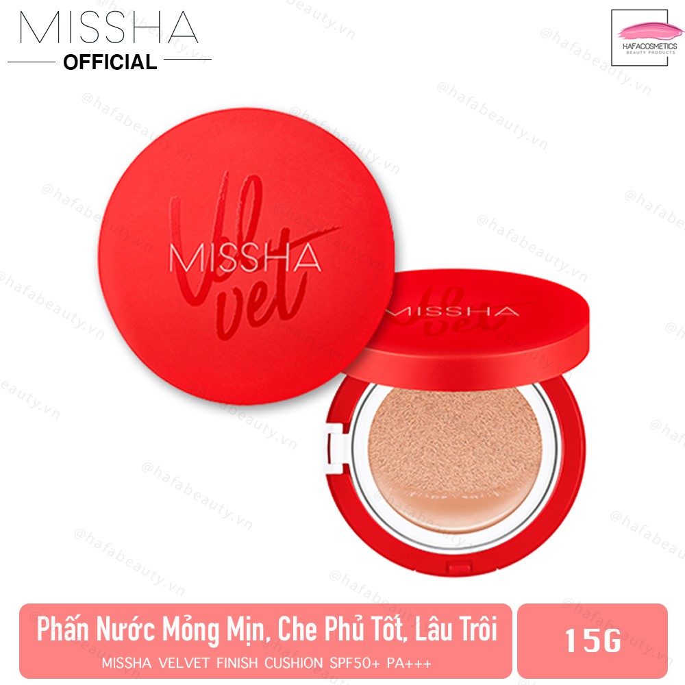 Phấn Nước Mỏng Mịn, Che Phủ Tốt, Lâu Trôi Missha Velvet Finish Cushion SPF50+ PA+++ _ Missha Chính Hãng