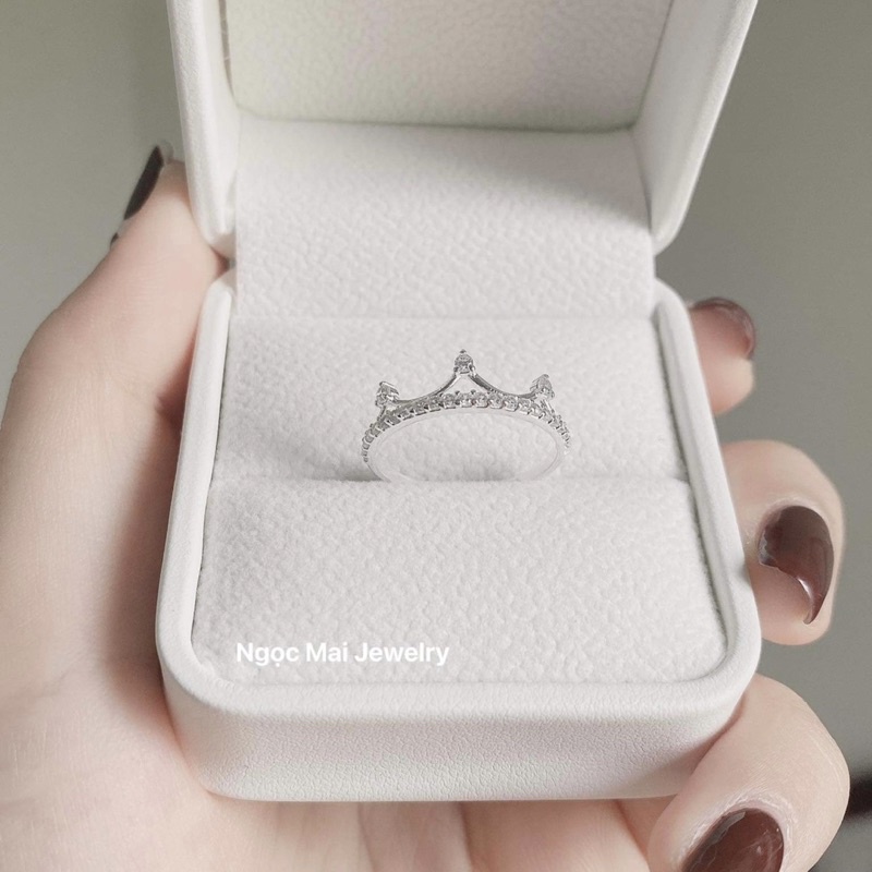 Nhẫn nữ Vương miện bạc nhỏ xinh, Ngọc Mai Jewelry đính đá tinh tế lấp lánh cuốn hút