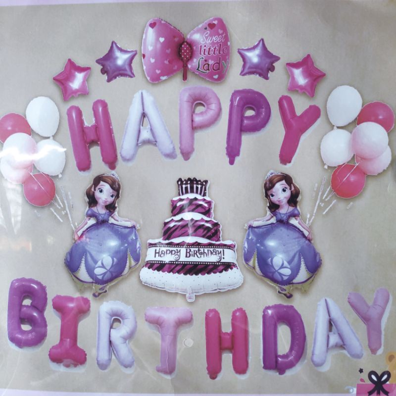 Bộ bóng chữ công chúa Sojia Full hình trang trí sinh nhật, set bong bóng trang trí sinh nhật