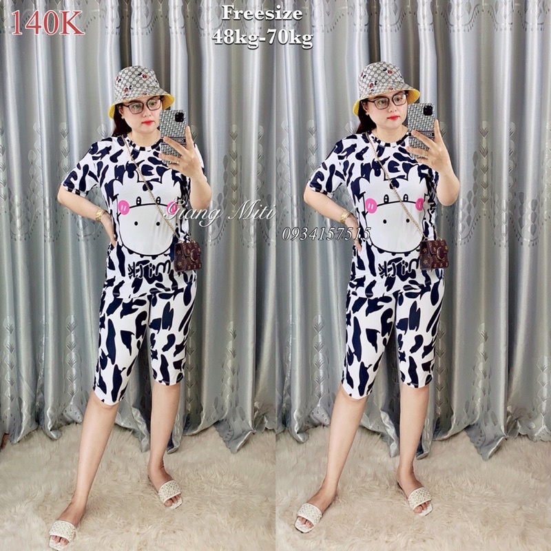 Bộ ngố thun lạnh 3D thái lan Freesize từ 47kg đến 70kg