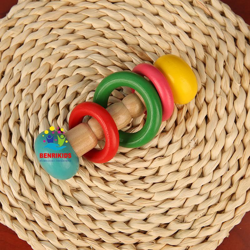 Xúc Xắc Lục Lạc Benrikids Mẫu Que Vòng Gậy Bằng Gỗ Cho Bé Cầm Nắm Và Học Âm Thanh