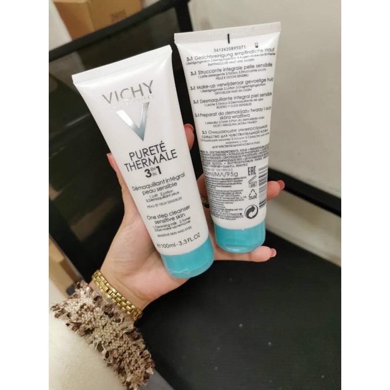 Sữa rửa mặt Vichy Purete Thermal 3 in 1 One Step Cleanser Sensitive Skin And Eyes-Sữa  rửa mặt tẩy trang 3 in 1 Vichy