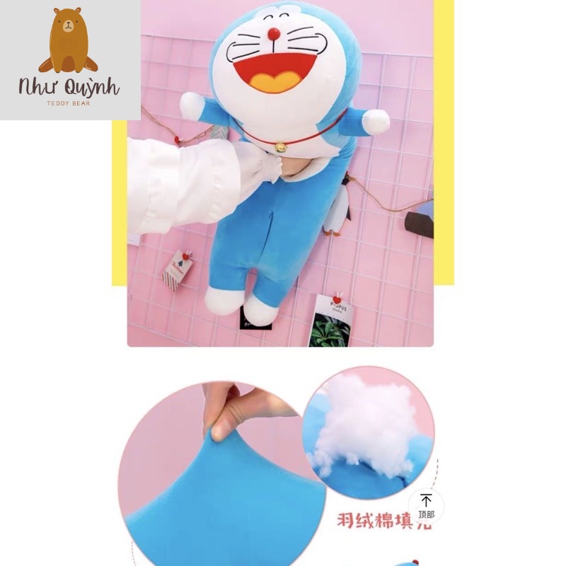 Gối Ôm Gấu Bông Doraemon Đáng Yêu Vải Nhung Co Dãn 4 Chiều Hàng Cao Cấp Kích thước 60cm 80cm 100cm 120cm 140cm