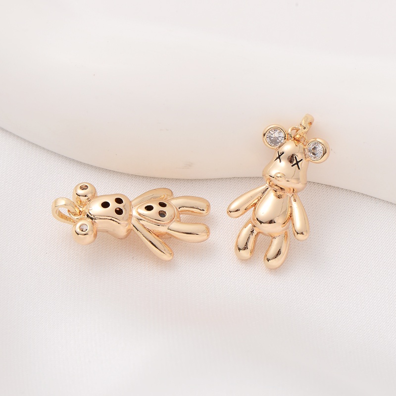 Mặt Dây Chuyền Hình Chú Gấu Ba Chiều Bằng Đồng 14K diy