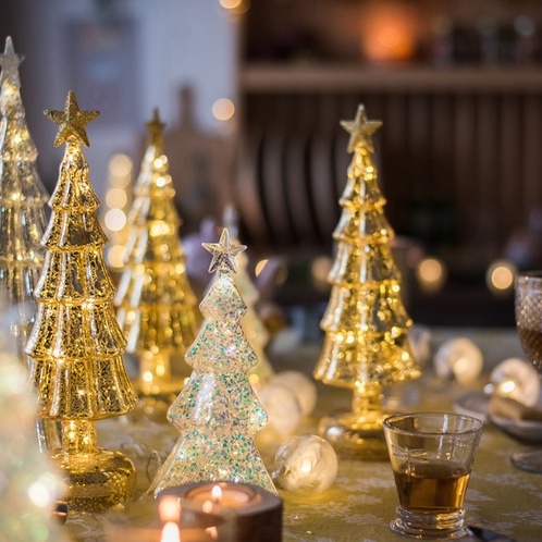 Cây thông thủy tinh đèn phát sáng lấp lánh khảm cát trắng hổ phách - Cây thông đèn ngủ nhập khẩu