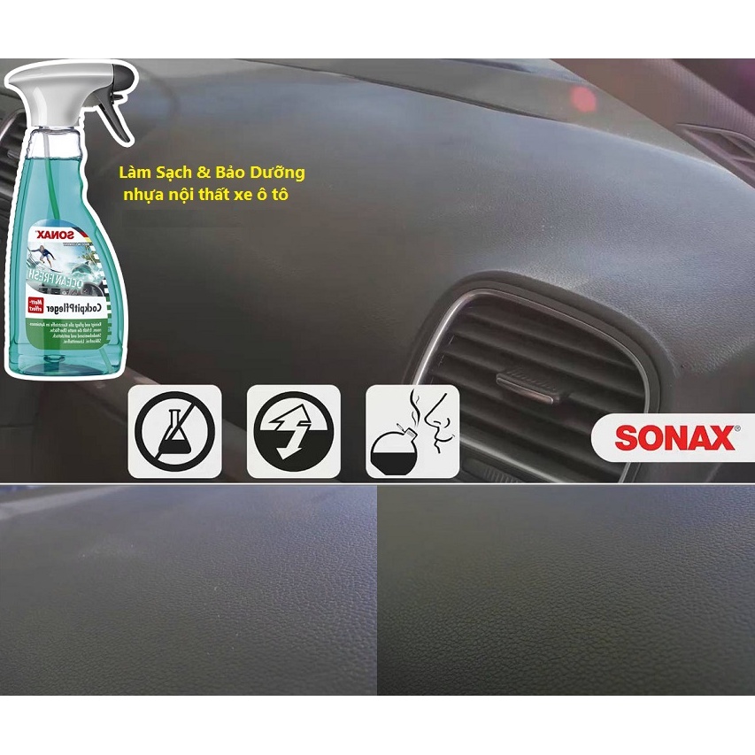 Chai xịt bảo dưỡng nhựa trong xe ô tô Sonax 364241 Làm sạch và bảo vệ nhựa.– Dung tích 500ml