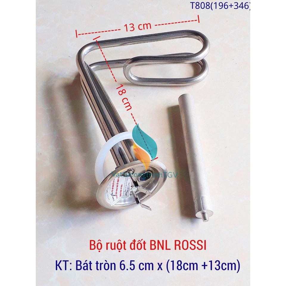 Bộ ruột đốt Bình nóng lạnh ROSSI - TÂN Á 15L thân cong, bát tròn 6,5cm x 18cm+13cm + Thanh magie 5mm(196+346)