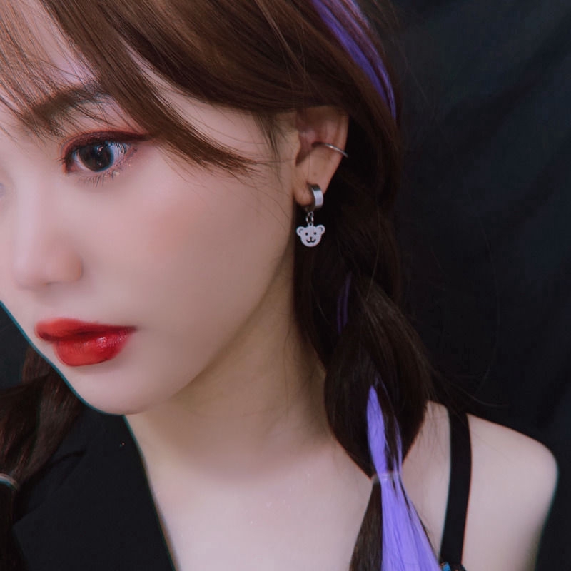 Bông Tai Bằng Thép Titan Hình Gấu Phong Cách Hip Hop Cá Tính