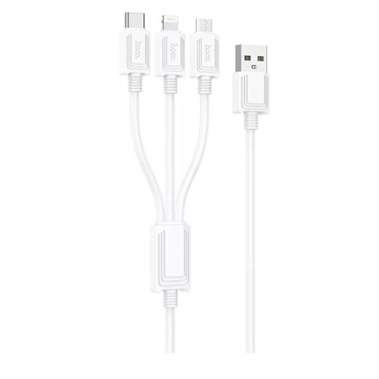 Cáp sạc Hoco X74 3-in-1 USB to Micro+Type-C+i.p sạc 2.0A dành cho Smartphone/Android/Ip10/11/12 dài 100cm