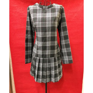 Đầm Hàn công sở dáng dài đuôi cá 2 mẫu caro và sọc dọc có sẵn