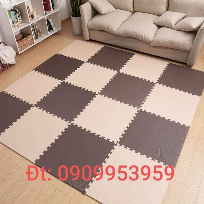 Thảm xốp lót sàn nâu kem 60×60×1cm (Mã RT)