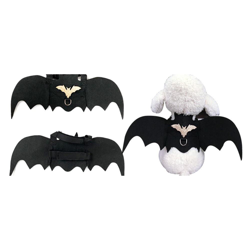 EPAY Halloween Trang phục thú cưng Cánh dơi cho chó mèo + 2pcs Vòng cổ thú cưng bí ngô