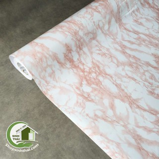 Giấy dán tường giả đá hoa cương màu hồng - [ 50cm x khổ 1,2m ]  - có sẵn keo