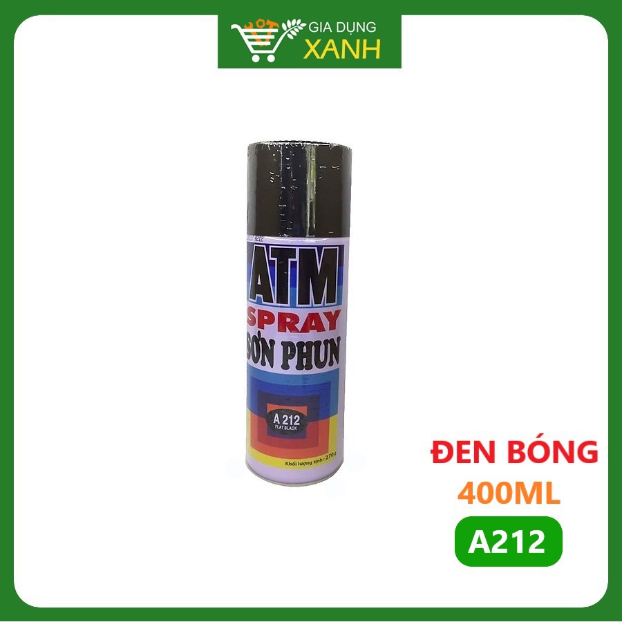 Sơn phun, xịt ATM màu đen mờ A212, 400ml