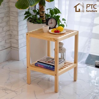 Kệ Gỗ Đầu Giường - Tab Đầu Giường 2 Tầng -Nội Thất Hàn-Gỗ Tự Nhiên Phủ Sơn NC