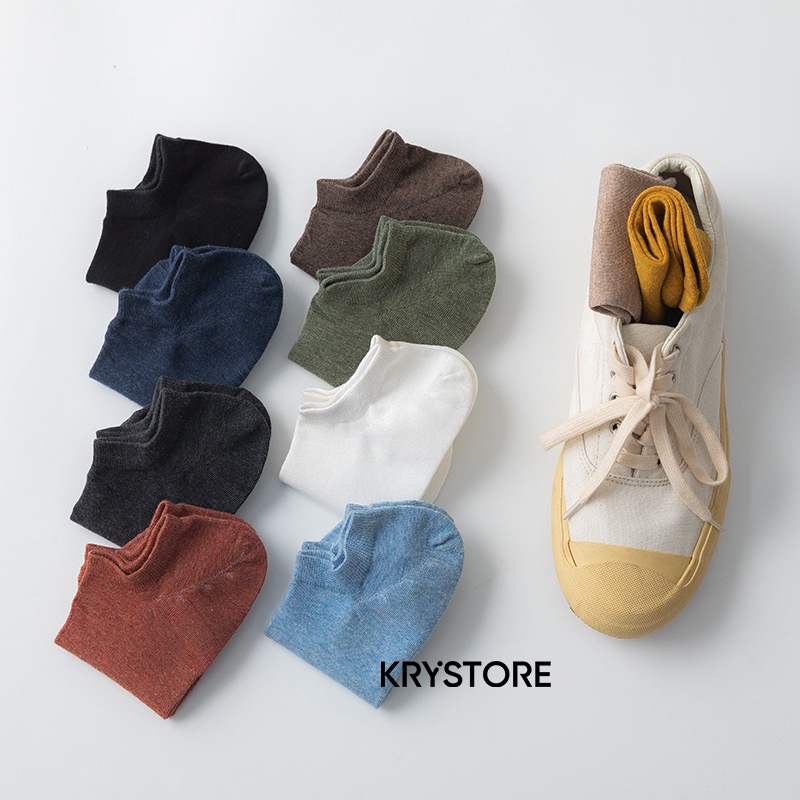 Tất nam cổ ngắn cotton Krystore thấm hút tốt NC27