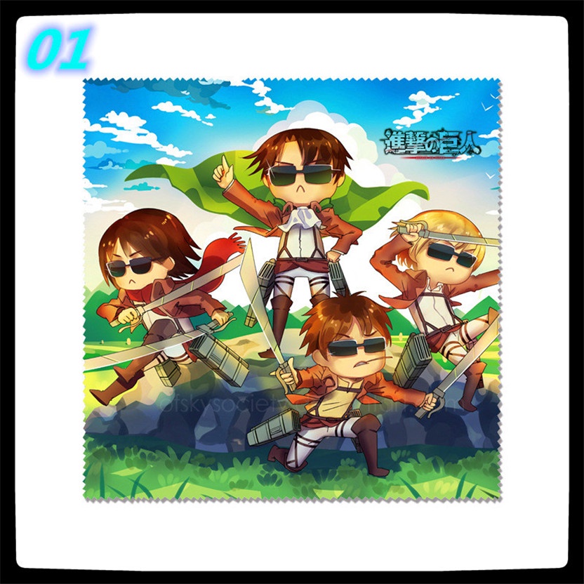 ★ Dụng Cụ Vệ Sinh Mắt Kính Họa Tiết Anime Attack on Titan ★ 1 Khăn Lau Kính, Màn Hình Điện Thoại