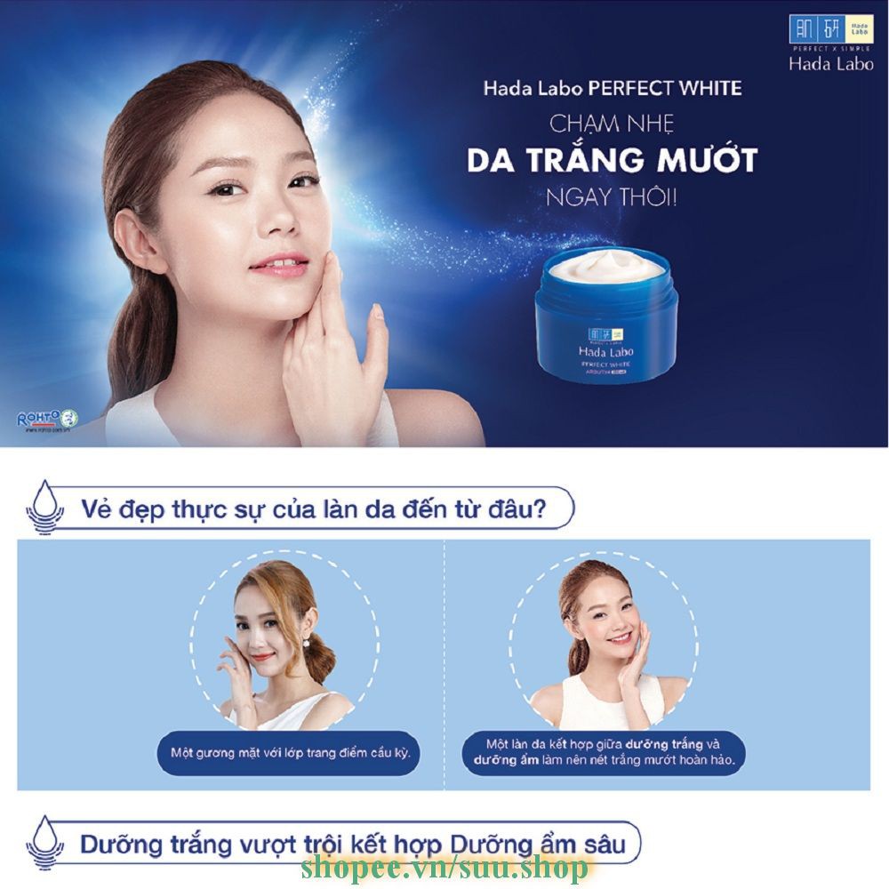 Kem dưỡng trắng mượt vượt trội Hada Labo Perfect White Arbutin Cream 50g suu.shop cam kết 100% chính hãng | BigBuy360 - bigbuy360.vn