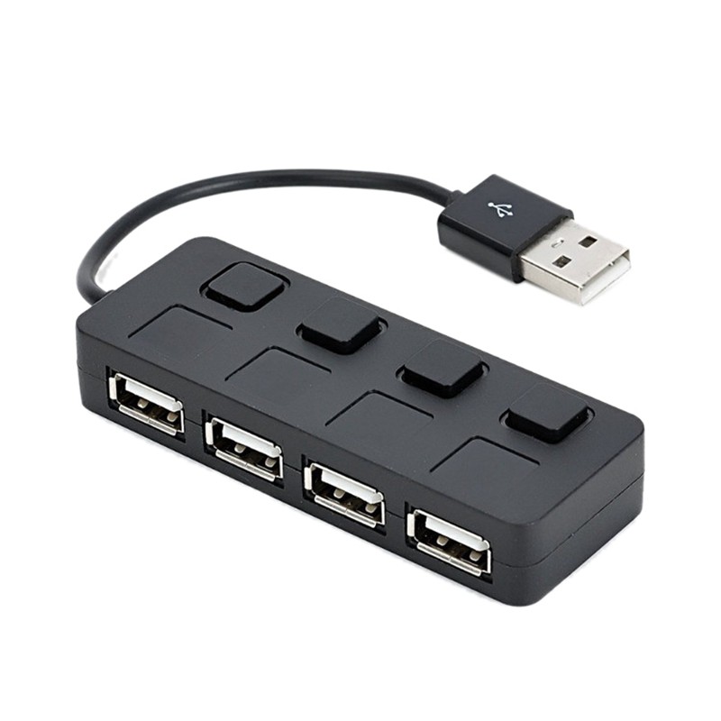 High Quality USB 2.0 HUB 4 Ports Expander Use Power Adapter Switch for PC Computer