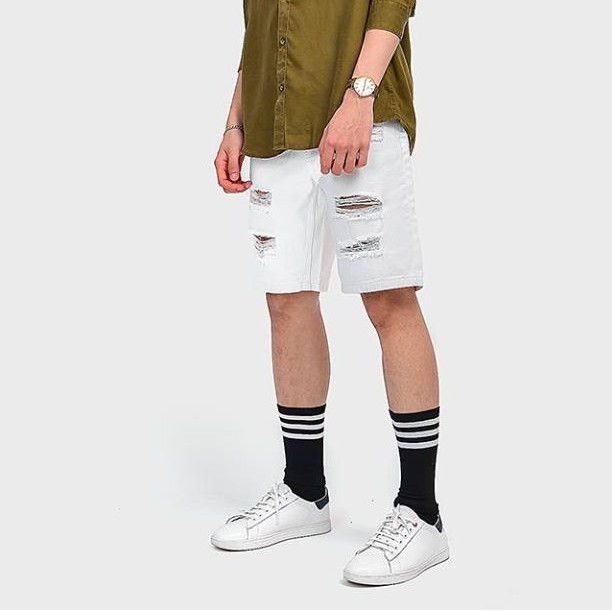 Quần short jeans trắng - rách cực chất