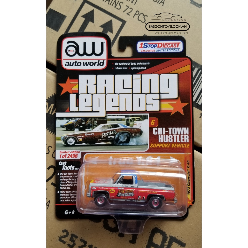 Xe mô hình tĩnh Tỷ lệ 1/64 Auto World 1973 Chevrolet C10 Chi - Town Hustler