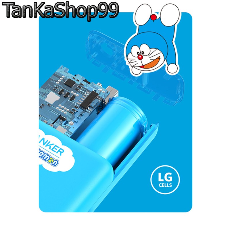 Củ Sạc Kiêm Pin Dự Phòng Anker x Doraemon 5.000mAh -A1624 Sạc Nhanh IQ3 PD 18w + QC3.0 cho iphone và Androi Fusion