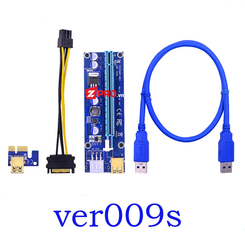 Dây Riser PCI Express 1X to 16X USB 3.0 Ver 009s