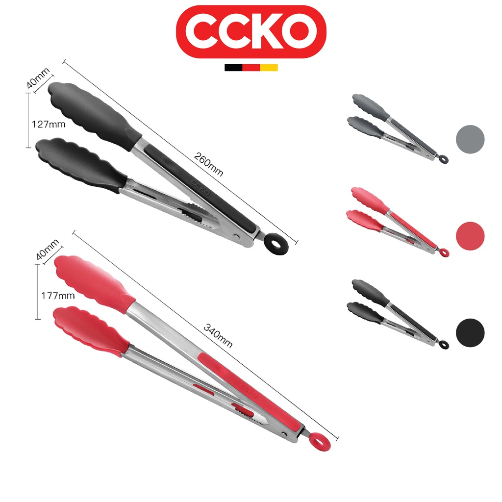 Kẹp thực phẩm chất liệu inox, đầu silicone 9" và 12" cao cấp CCKO
