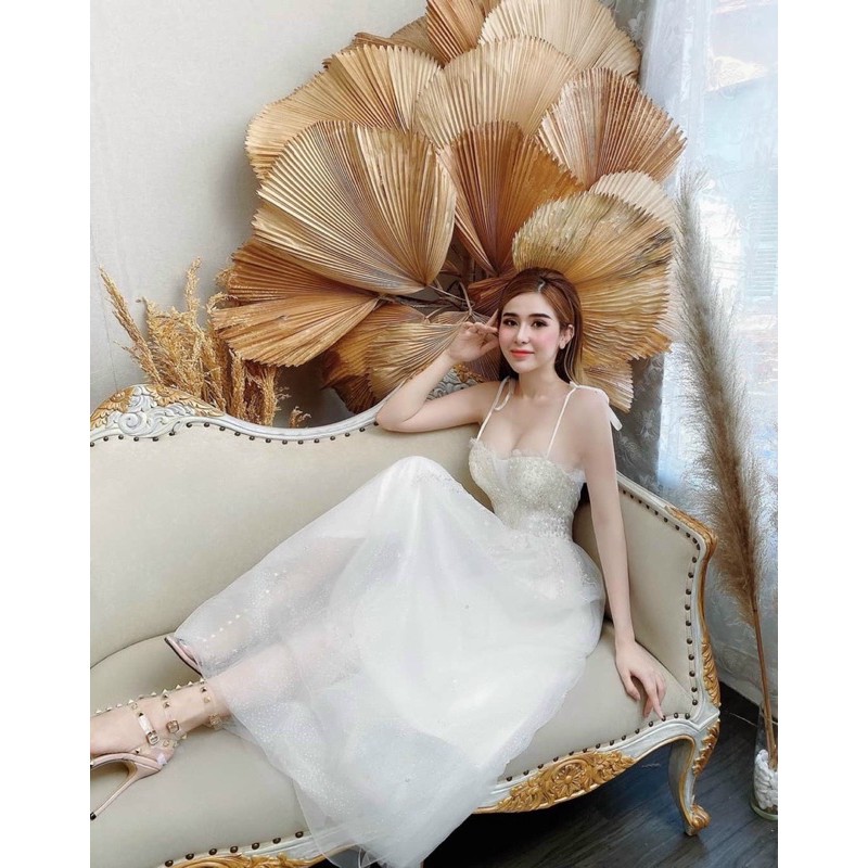 Đầm dự tiệc 2 dây kết cườm TRIPBLE T DRESS -size M/L (kèm ảnh/video thật) MS331V