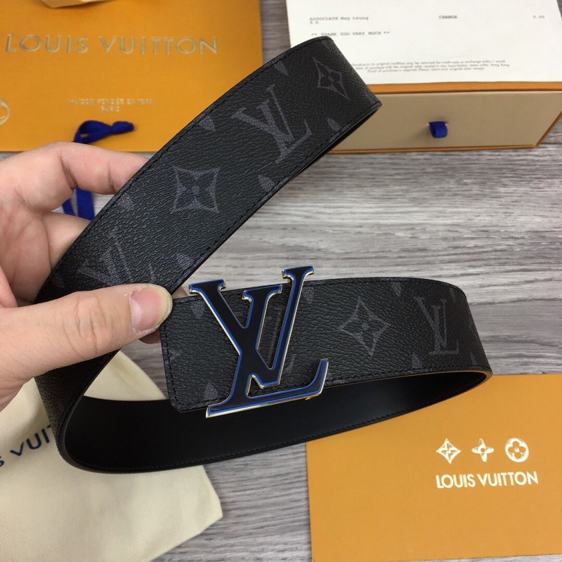 Thắt lưng da nam hai mặt dây to da in logo khoá thép chống phai màu louis vuitton LV