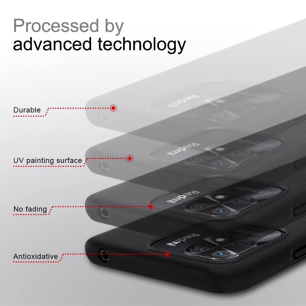 Ốp điện thoại NILLKIN nhựa PC cứng nhám siêu mỏng chống sốc chống bám vân tay cho Xiaomi Redmi 10C