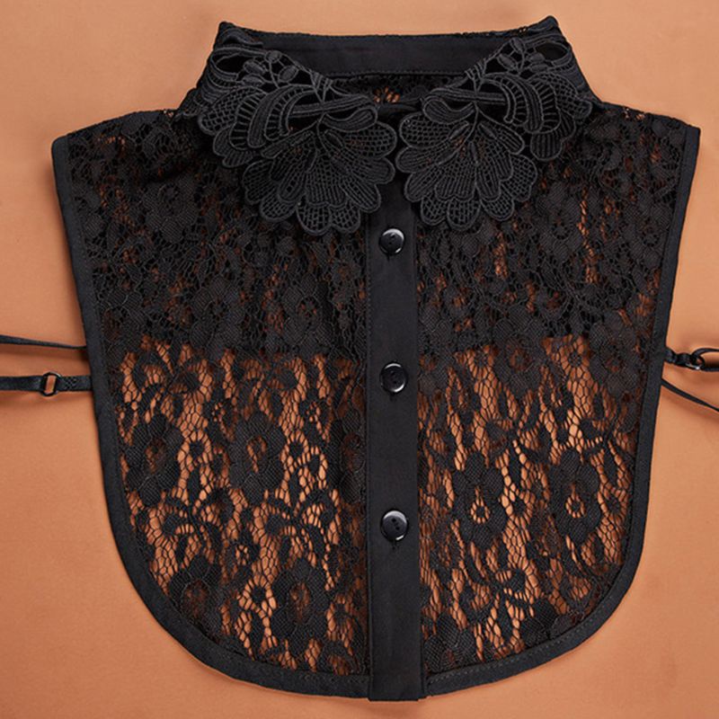 Cổ Áo Tròn Giả Vải Nỉ Mỏng Thêu Họa Tiết Có Thể Tháo Rời Cho Nữ