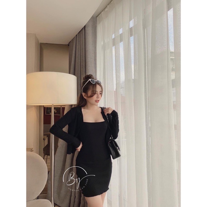 - A2 - sét váy hai dây+áo khoác - A2 -