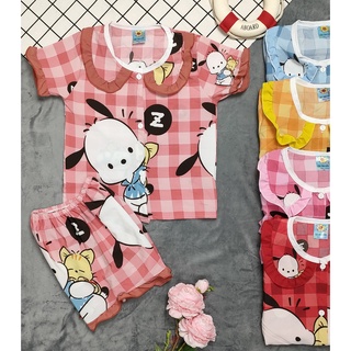 ( 3 bộ 3 màu 3 họa tiết khác nhau) Combo 3 Bộ Lụa Viền Tay ngắn Bé (14-20kg)