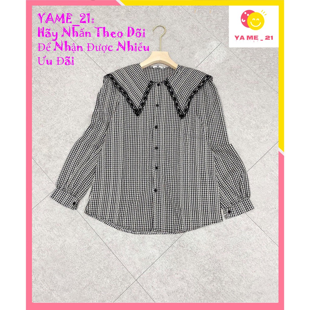 Áo sơ mi nữ dài tay đẹp , kiểu kẻ , áo sơ mi nữ tay dài , form rộng Xuông Yame - 21 ( SƠ MI KẺ ) | BigBuy360 - bigbuy360.vn