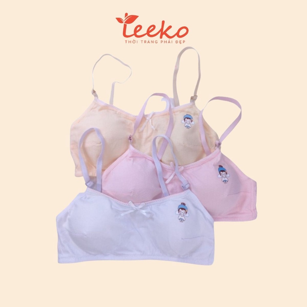 Áo Lá Học Sinh 38-45 Kg, Áo Lót Cotton Teeko AL6012 Có Đệm, Cài 3 Móc Co Giãn Thoáng Khí