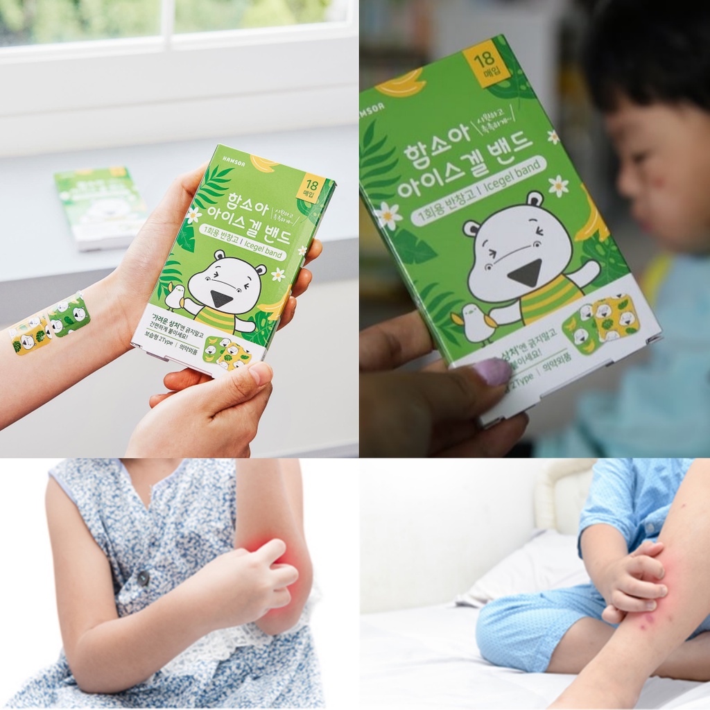 Miếng dán gel lạnh Hamsoa làm dịu vết muỗi và côn trùng đốt cho bé
