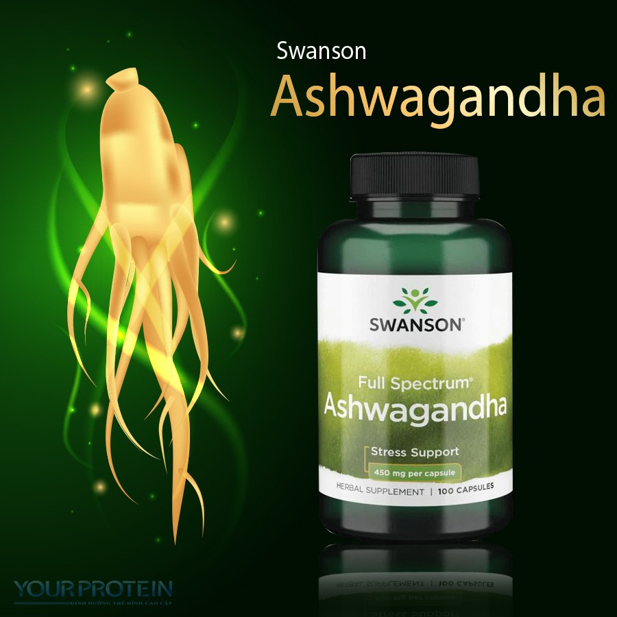 Swanson Sâm Ấn Độ Ashwagandha 450mg 100v ( Hỗ Trợ Sức Khỏe Sinh Lý Nam Giới)